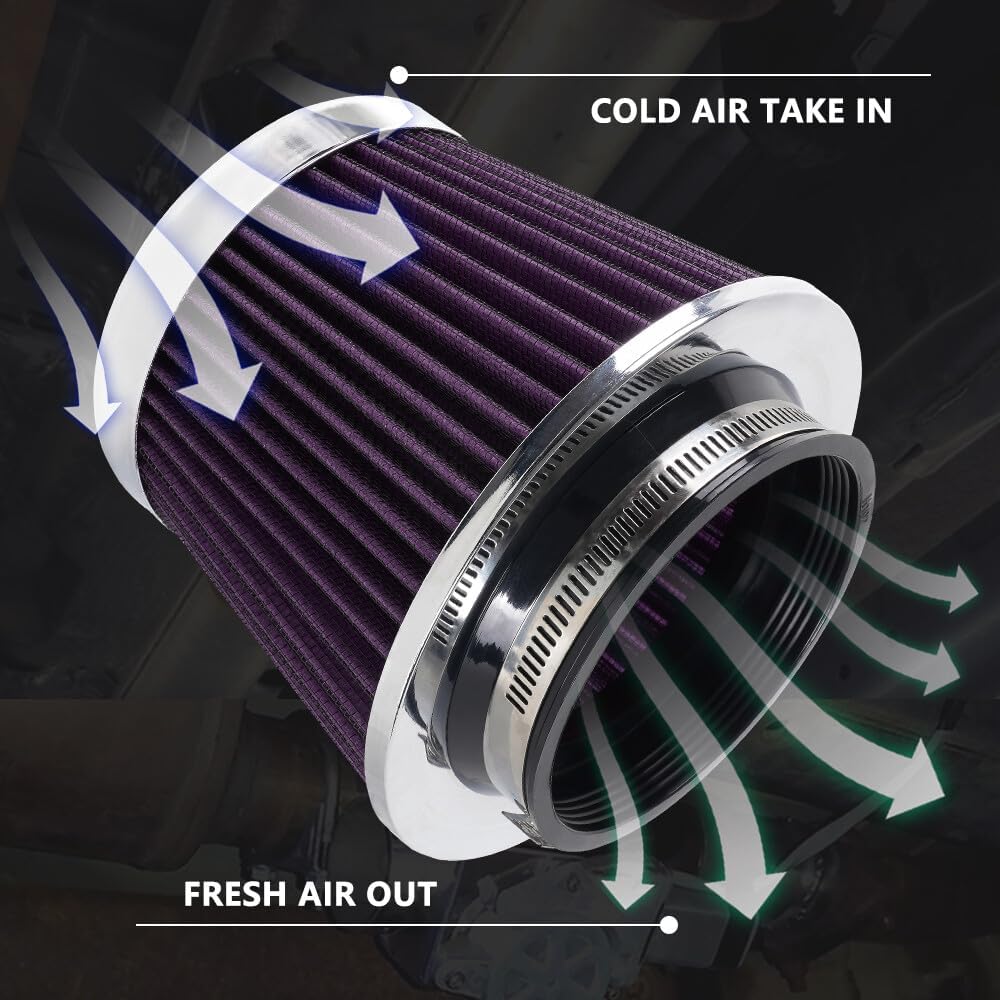 ya 13 9.15 baidi Purple High Flow Per for MAN ce Cold Air Intake Air Filter 3/3.5/4 Inlet 5 Tall
