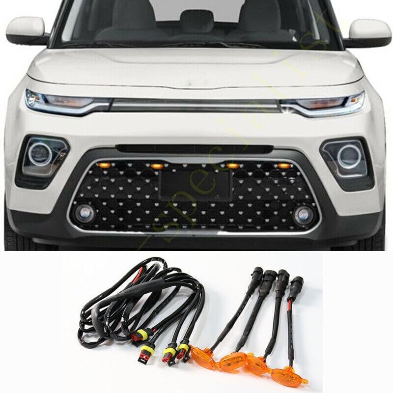 ya 4 8.10 4Pcs for Kia Soul 2020-2021 Car Front Grille LED Amber Light Raptor Style Yellow