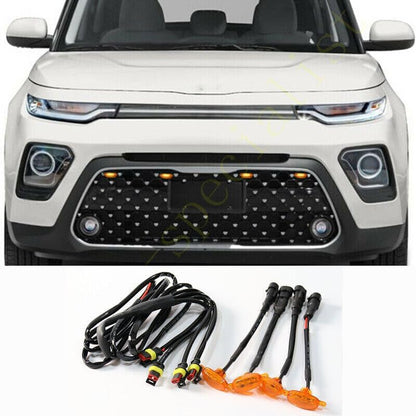 ya 4 8.10 4Pcs for Kia Soul 2020-2021 Car Front Grille LED Amber Light Raptor Style Yellow