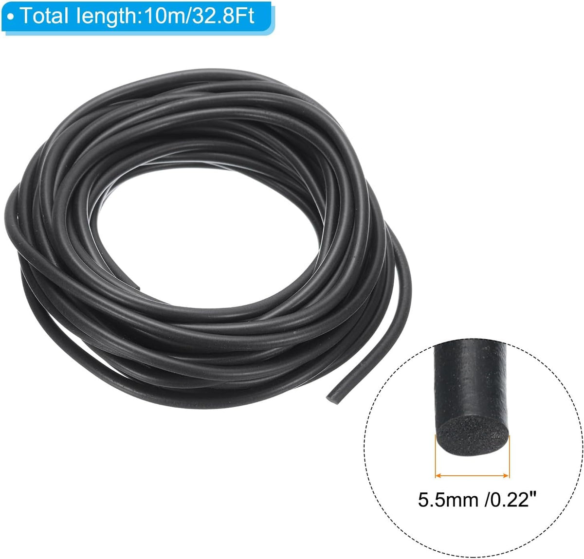 ya 26 10.21 baidi Silicone Foam Seal Strip, 32.8Ft 0.22Dia High Density Weather Stripping, Black