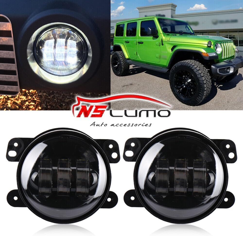 ya 4 8.10 4 Inch Round LED Fog Light Driving Light for Jeep JL Rubicon Sahara Unlimited 18-19