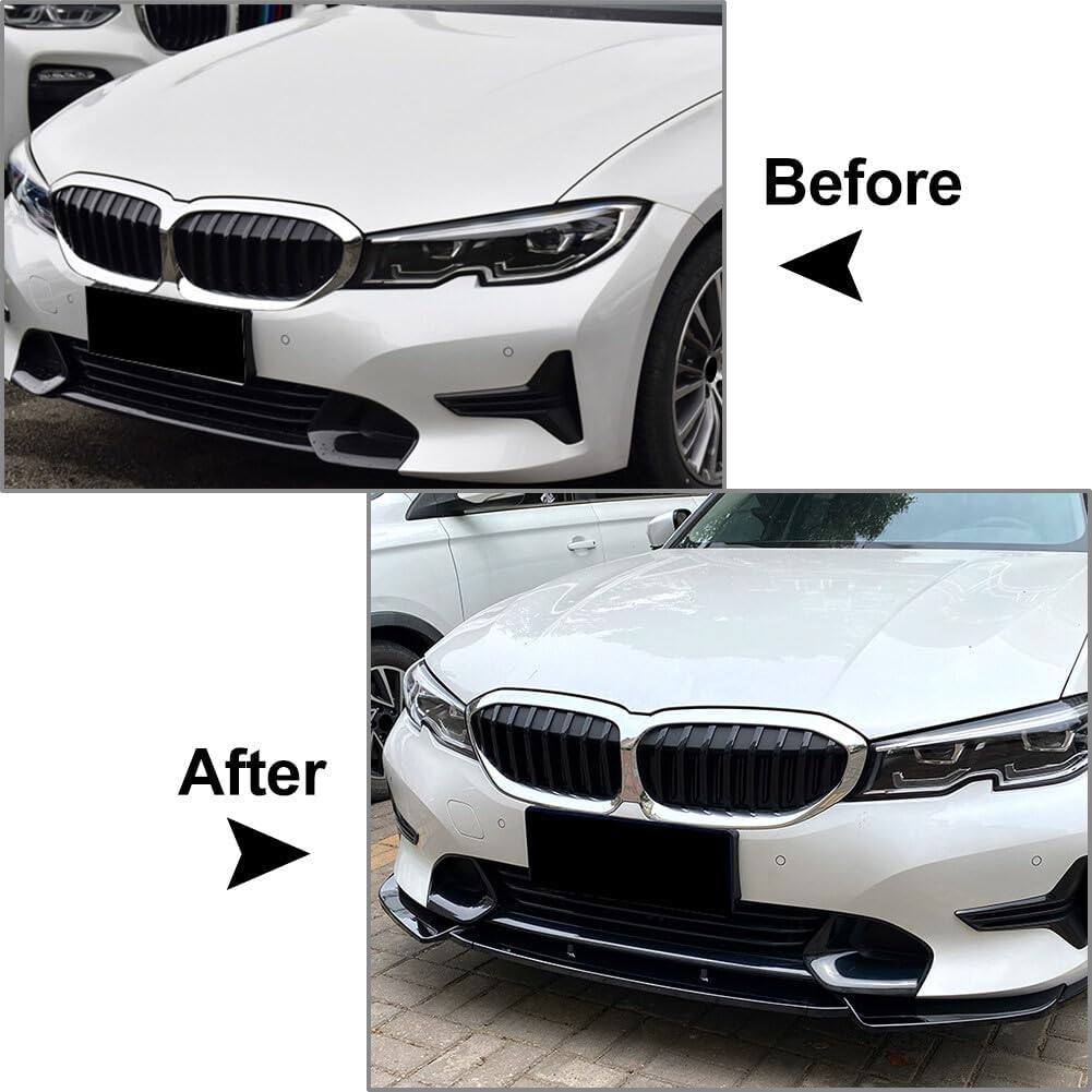 ya 2 8.15 Glossy Front Bumper Lip Pan Splitter for BMW 3 Series G20 G21 320i 2019-2022