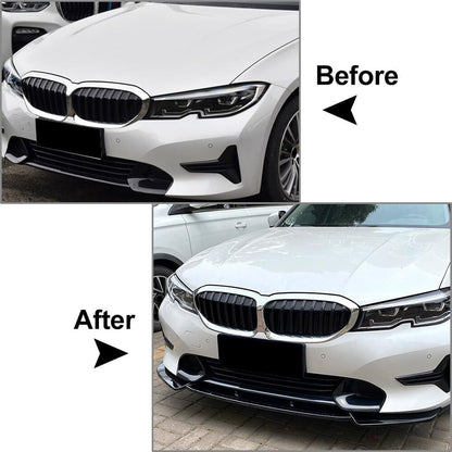 ya 2 8.15 Glossy Front Bumper Lip Pan Splitter for BMW 3 Series G20 G21 320i 2019-2022