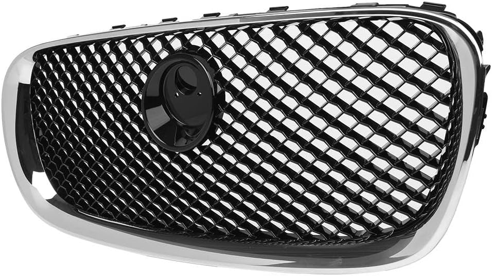 ya 2 8.15 1X Car Front Bumper Grille Grill Fit for Jaguar XF 2008-2011 2009 Chrome Black Mesh