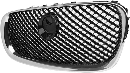 ya 2 8.15 1X Car Front Bumper Grille Grill Fit for Jaguar XF 2008-2011 2009 Chrome Black Mesh