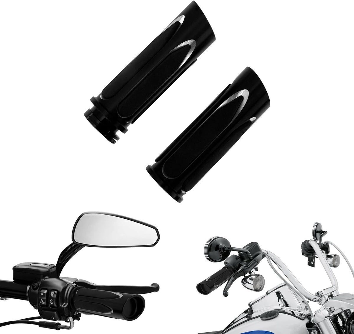 ya 11 9.14 baidiCNC 1 Handlebar Hand Grips for Harley Touring Road King Electra Glide 1996-2007