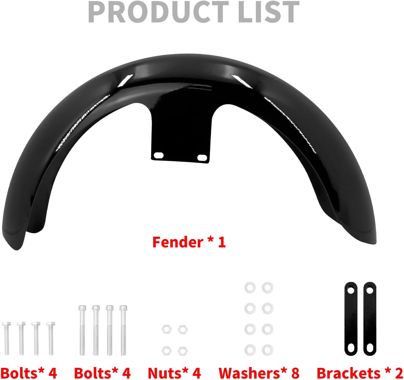 ya 7 8.24 baidi Gloss Black 120/19 Wrap Front Fender for Harley Touring Road Electra Glide 96-23