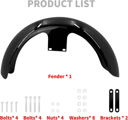 ya 7 8.24 baidi Gloss Black 120/19 Wrap Front Fender for Harley Touring Road Electra Glide 96-23