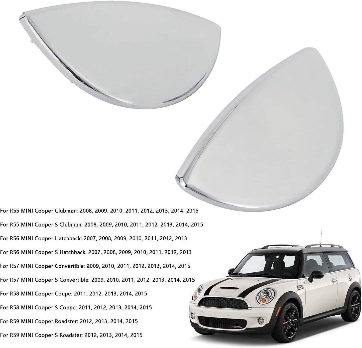 ya 7 8.24 baidi Chrome Left+ Right Headlight Washer Cover 61672752559/60 For Mini Cooper 08~2014