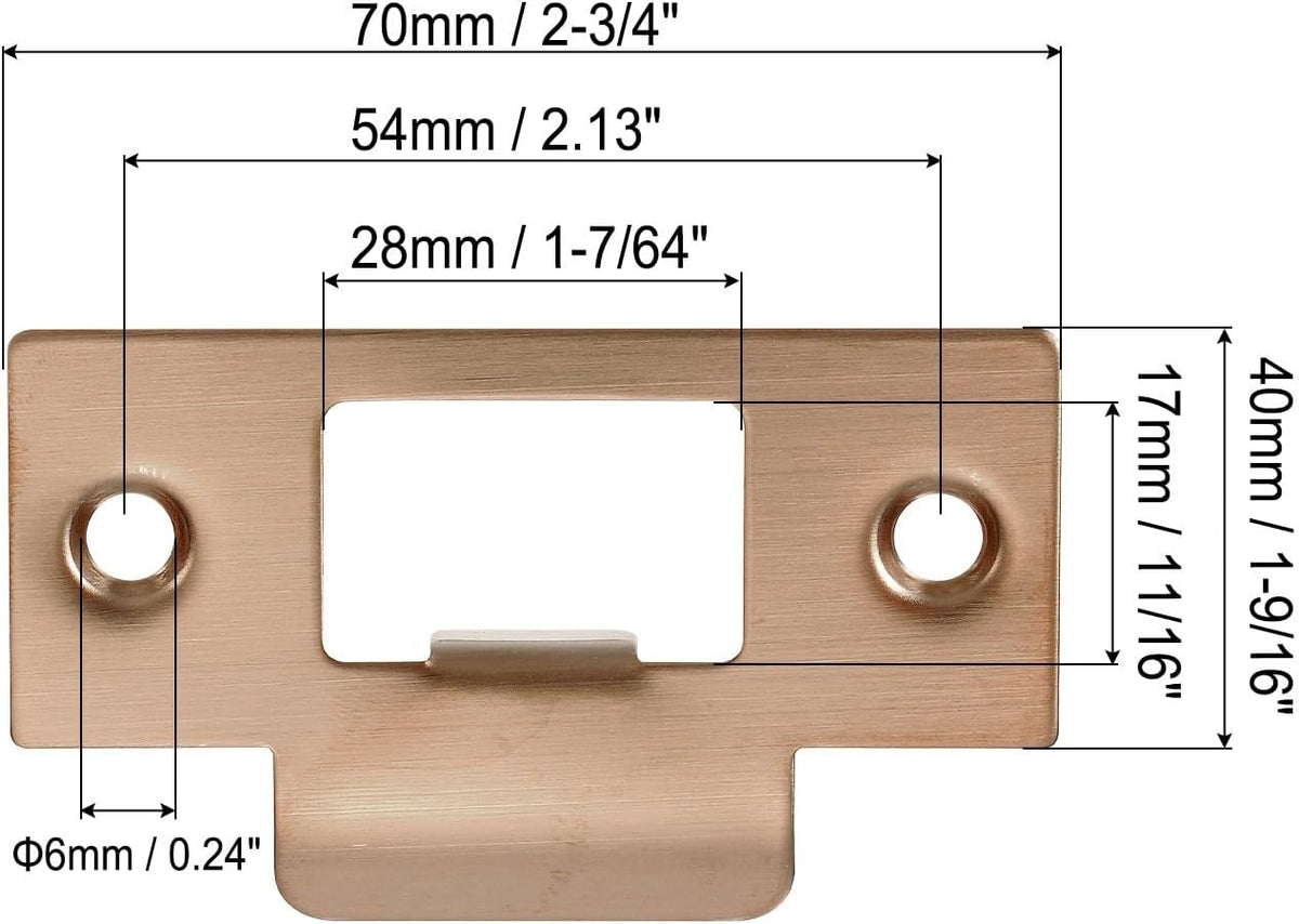 ya 26 10.21 baidi 2-3/4 Stainless T Strike Door Lock Strike Plate with Screw, Rose Gold 1 Pcs