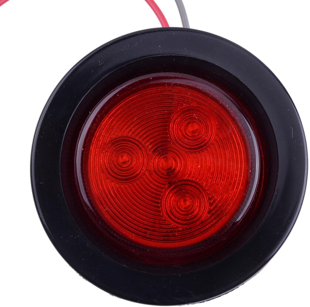 ya 4 8.14 4 Pack 2 Round Red LED Trailer Side Marker Clearance Light Tail Light Grommet @
