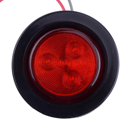 ya 4 8.14 4 Pack 2 Round Red LED Trailer Side Marker Clearance Light Tail Light Grommet @