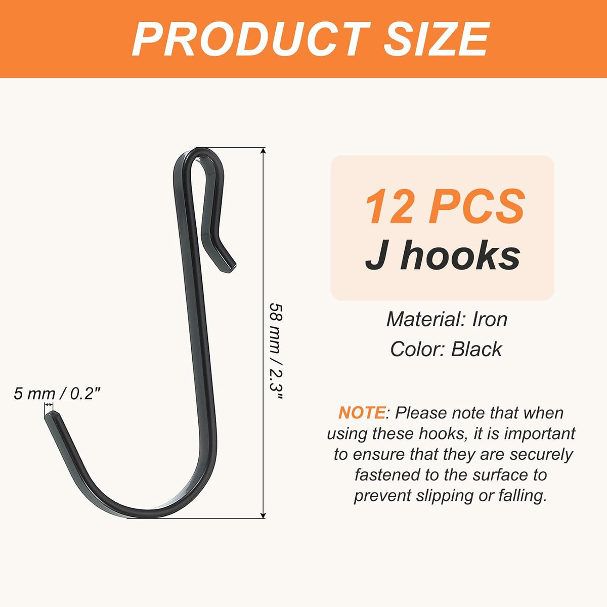 ya 26 10.21 baidi 2.3 J Hooks for Hanging, 12 Pack Hooks for Kitchen, Bedroom, Black Tone