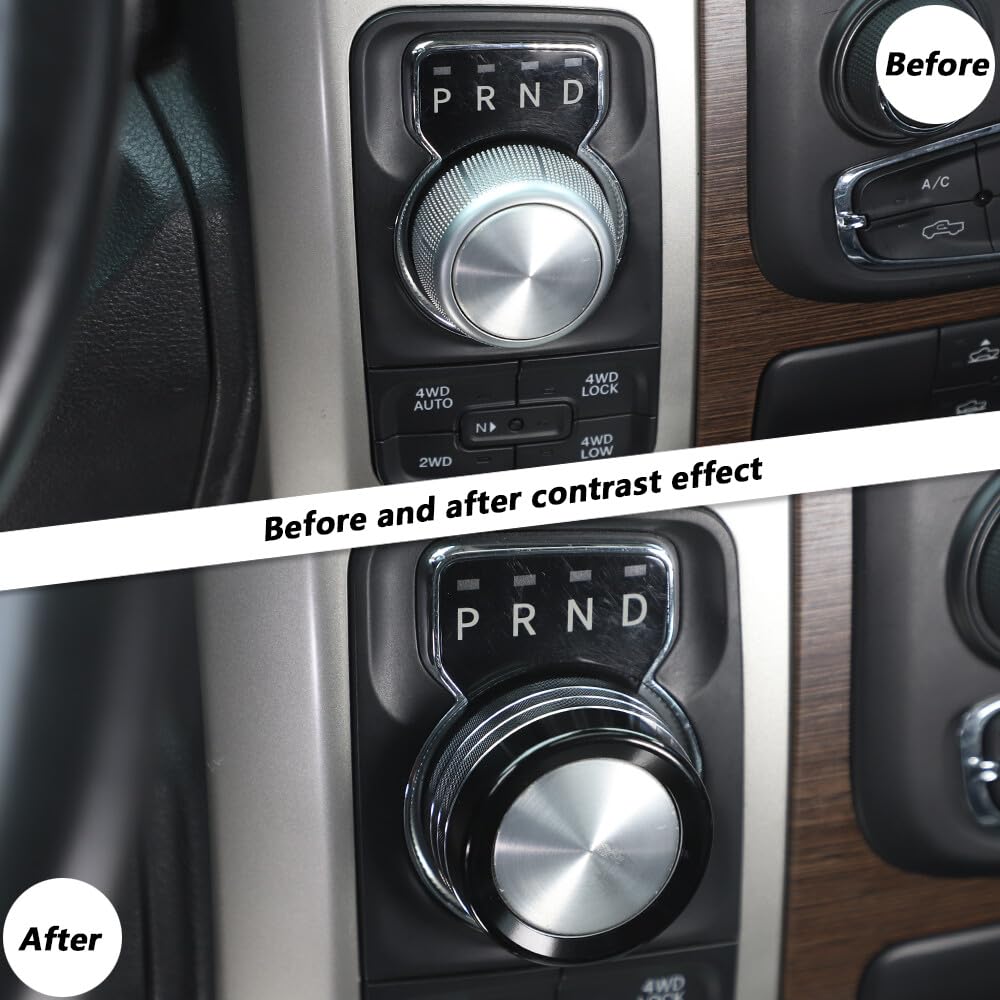ya 4 8.24 baidi Interior Gear Shift Switch Knob Cover Trim Ring for Dodge for Ram 1500 2013-17 Black