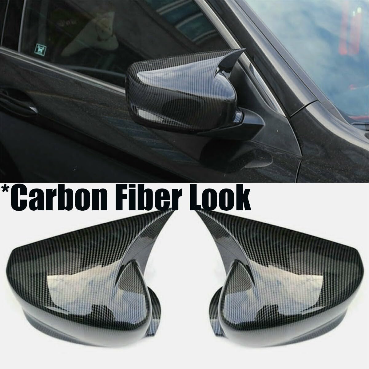 ya 11 9.14 baidiPair Carbon Fiber Rear View Mirror Cover for Honda for Accord 8th 08-17 Horn Style