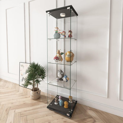 ya 28 10.13 baidi Tempered Glass Black Display Cabinet - LED Lights,1- 4-Shelf for Living Roo