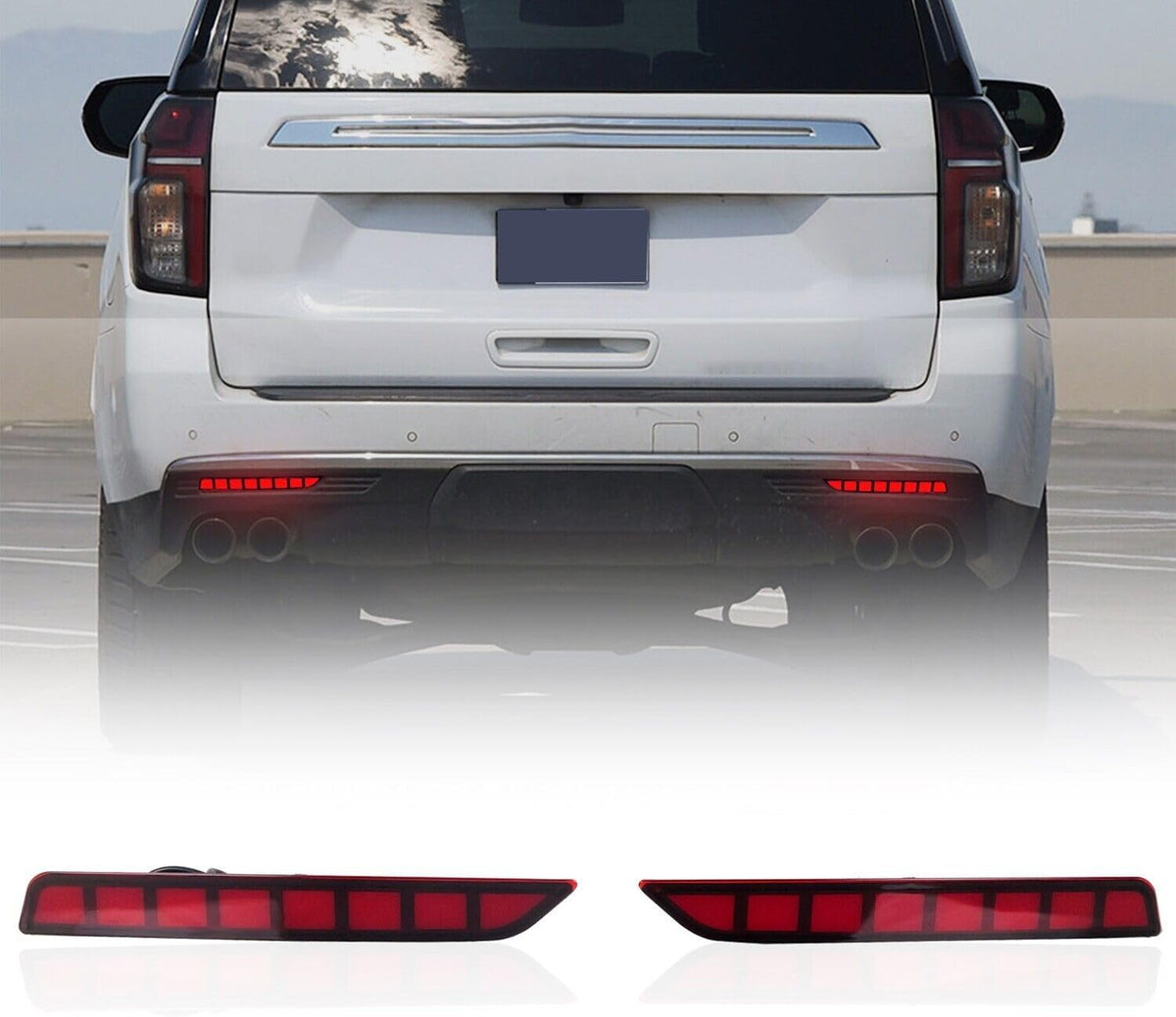 ya 4 8.8 for Chevrolet Suburban 2021-2023 Red LED Rear Bumper Reflector Tail Light 1 Set 