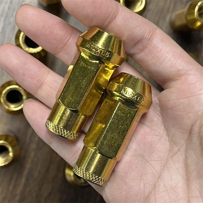 ya 10 9.16 baidi 20pcs M12x1.5 Lug Nuts 48mm Steel Open End Wheel Nuts Bolts w/Socket Key Gold