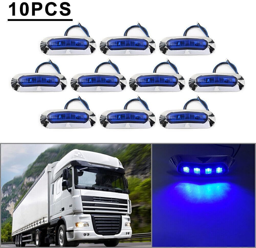 ya 13 9.15 baidi 10pcs 4 LED Side Clearance Marker Light For Car Truck Trailer Pickup Blue