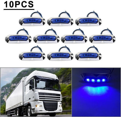 ya 13 9.15 baidi 10pcs 4 LED Side Clearance Marker Light For Car Truck Trailer Pickup Blue