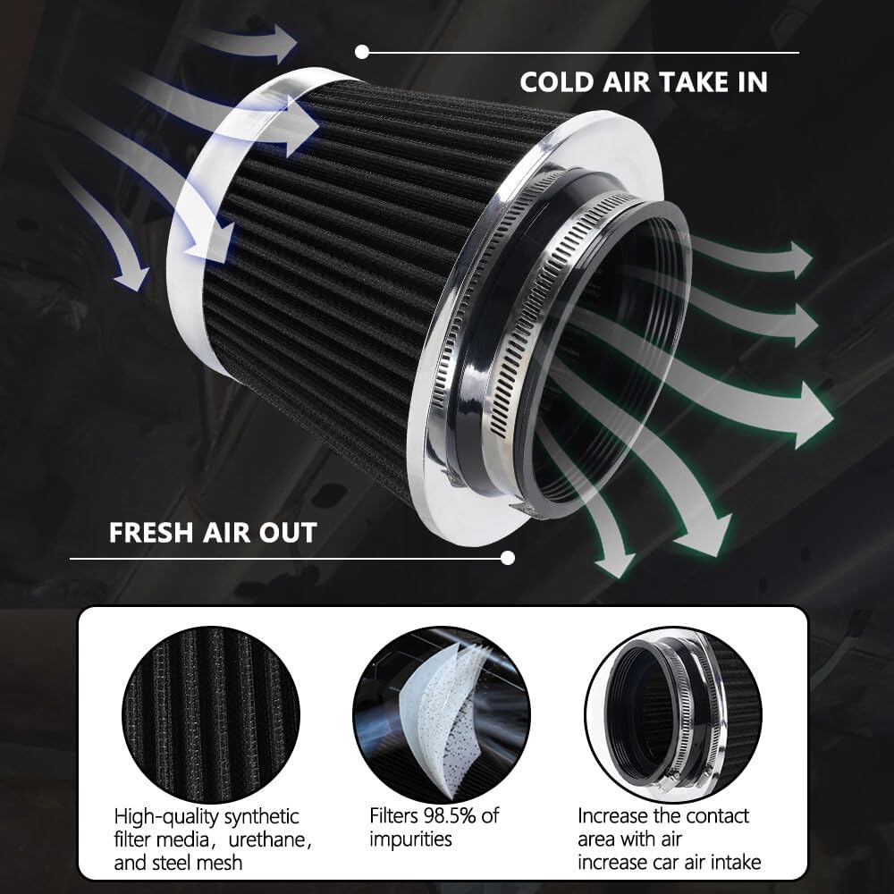 ya 13 9.15 baidi BLACK High Flow Per for MAN ce Cold Air Intake Air Filter 3, 3.5, 4 In, 5 Tall