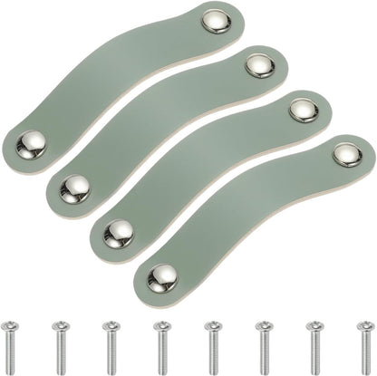 ya 26 10.21 baidi 4 Pcs Leather Drawer Pull Double Hole Leather Handle with Screw Blue-2