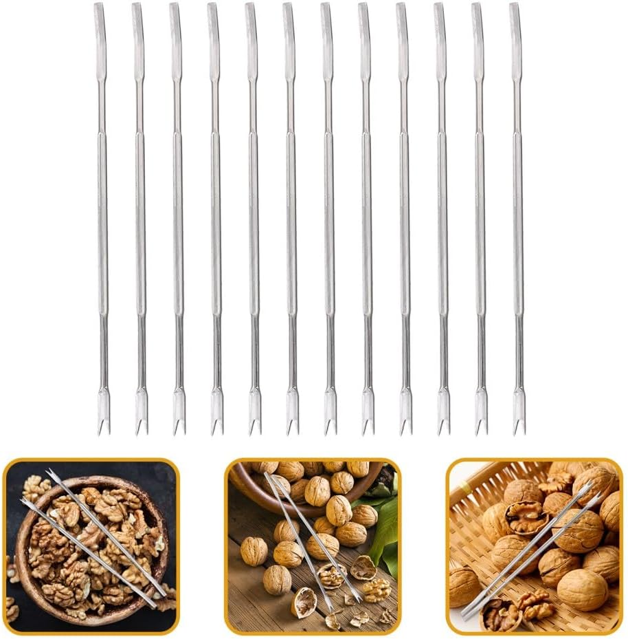 ya 14 9.20 baidi ONZON 12PCS Stainless Steel Shellfish Seafood Forks Nut Picks Seafood Tools-1