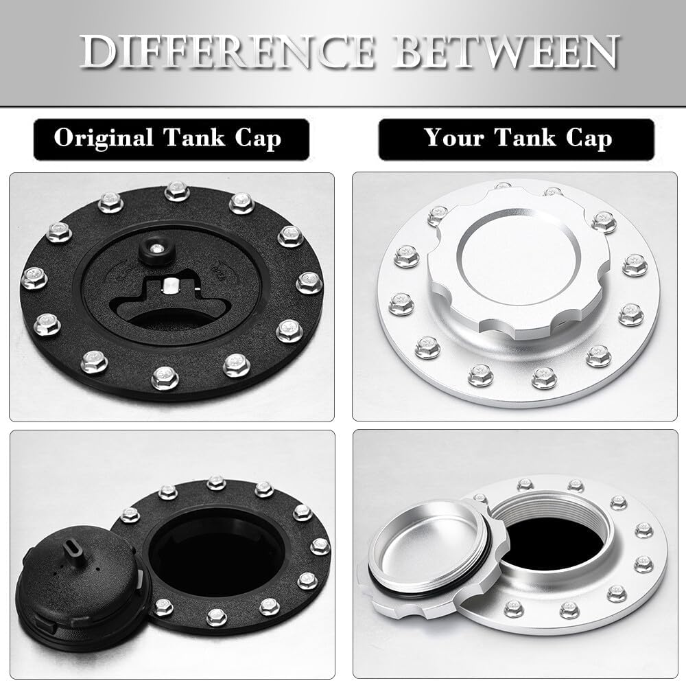 ya 5 8.10 Alu for Mini um Twist On Filler Neck Cap Billet Fuel Cell Flush Tank Cap Mount 12 Bolt