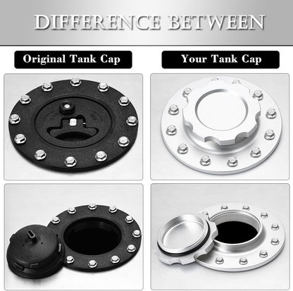 ya 5 8.10 Alu for Mini um Twist On Filler Neck Cap Billet Fuel Cell Flush Tank Cap Mount 12 Bolt