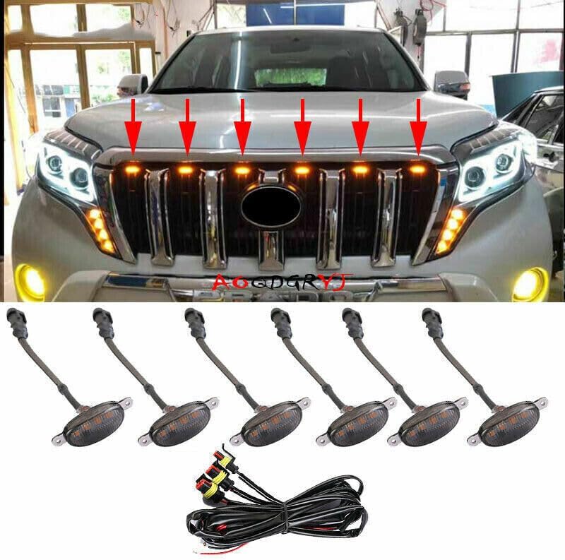 ya 4 8.14 for Toyota Prado LC150 2014-2017 Smoky Raptor Style Amber LED Front Grill Light 