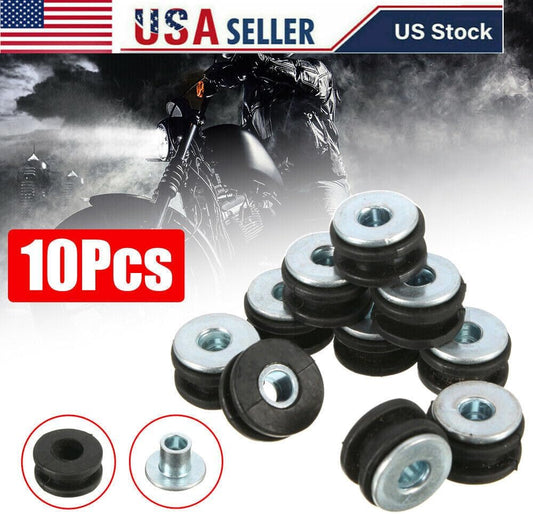 ya 4 8.10 10pcs 6mm Motorcycle Fairing Rubber Grommets Bolt Shockproof Kit Accessories