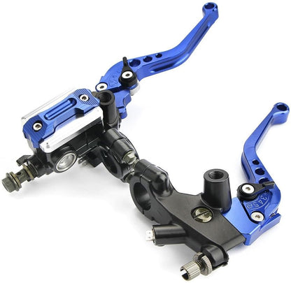 ya 4 8.14 Universal 7/8 22 Motorcycle Brake Lever Clutch Lever + Handlebar Brake Cylinder Blue