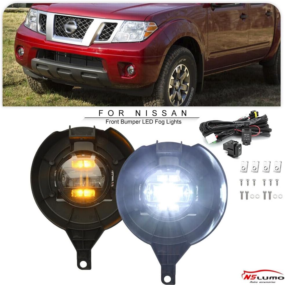ya 4 8.10 DRL LED Fog Light Driving Light Kit for Nissan Frontier D40 with Chrome Steel Bumper 