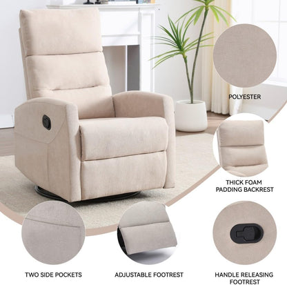 ya 28 10.13 baidi Beige Manual Recliner Rocker Swivel in Fabric for Living Room