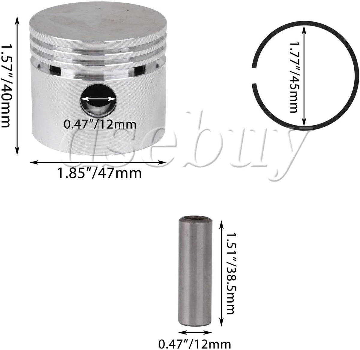 ya 26 10.21 baidi 4 Sets Piston with Oil Gas Rings Piston Pin and Circlips for 47 Air Compressor