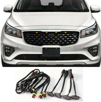 ya 4 8.10 4x for Kia Sedona 2012-2021 Car Front Grille LED Amber Light Raptor Style Smoky