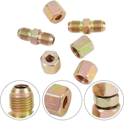 ya 9 10.24 Brake Pipe Unions 6 Pcs Accessories Connectors Fittings For 3/16 Pipe