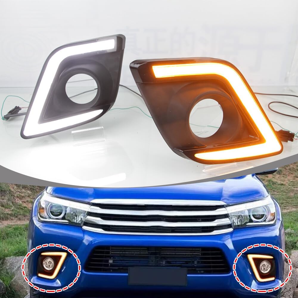 ya 13 9.15 baidi Front Fog Lamps Daytime Running Lights w Turn Signal For for Toyota Hilux 2015-2017