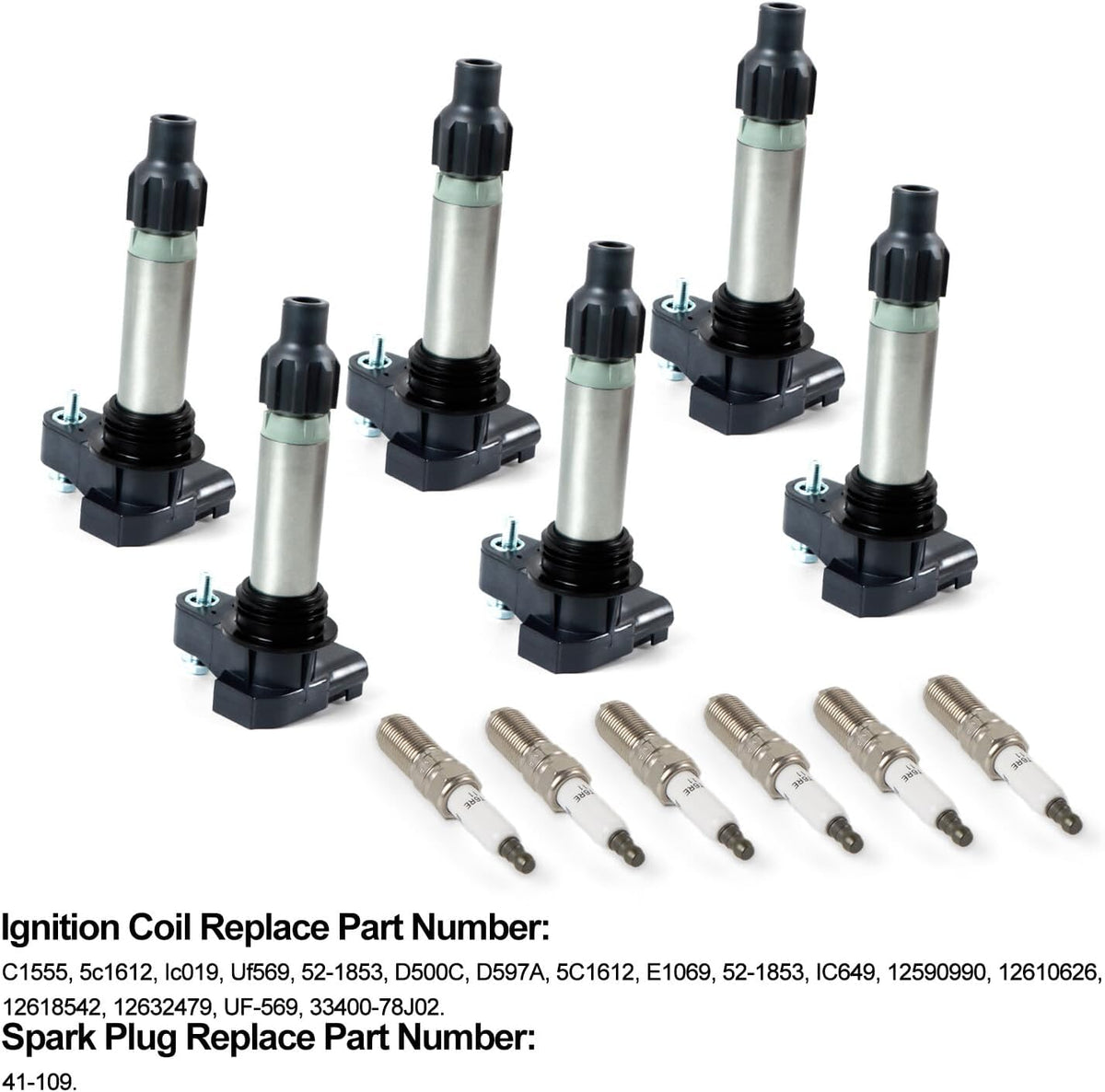 ya 9 10.24 6* Ignition Coils +6* Iridium Spark Plugs Fits for Buick for Chevrolet V6 3.6L UF569