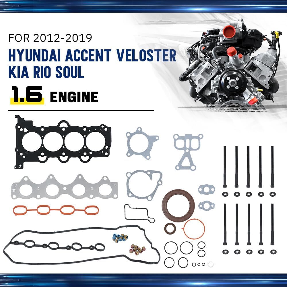ya 10 9.16 baidi Head Gasket Set w/Bolt Valve 22212-2B000 for Hyundai Accent for Kia 1.6L 12-19