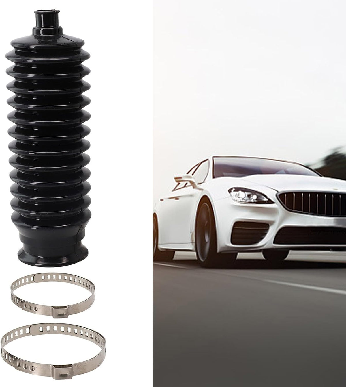 ya 4 8.10 1*Universal Silicone Steering Rack And Pinion Bellows Boot LH&RH Kit Black New