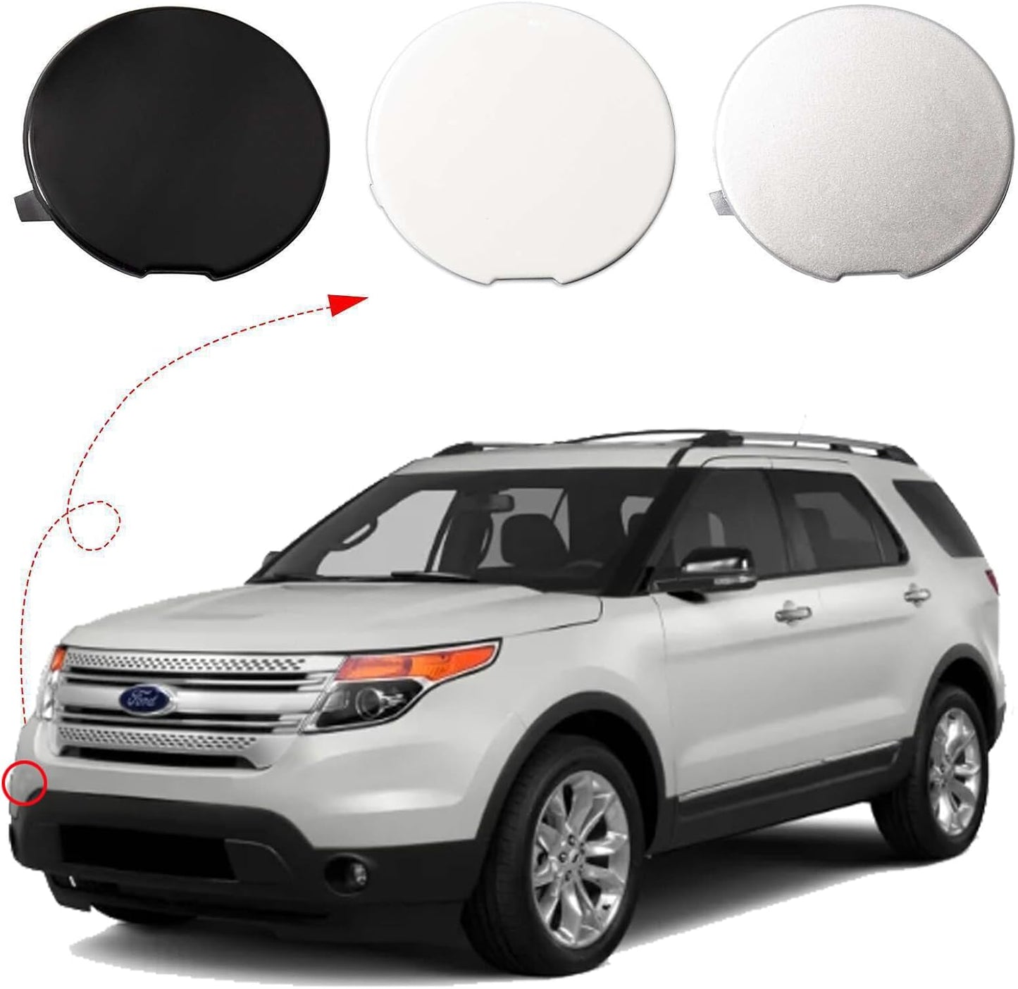 ya 6 8.24 baidi for 2011-2015 for Ford Explorer Car Front Bumper Tow Hook Eye Cover Cap BB5Z17A900A