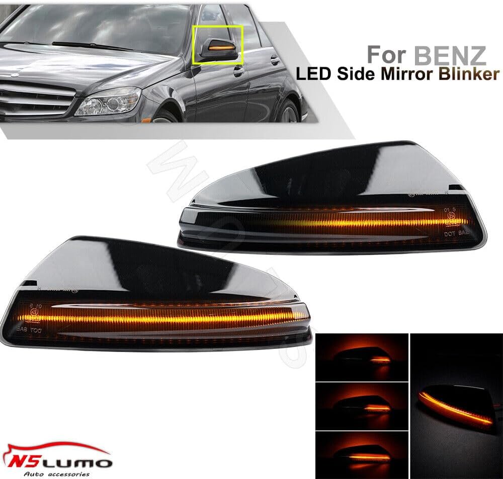 ya 4 8.10 2x smoked dynamic LED mirror turn signal light for Mercedes-Benz w204 s204 w164 x164 w639 