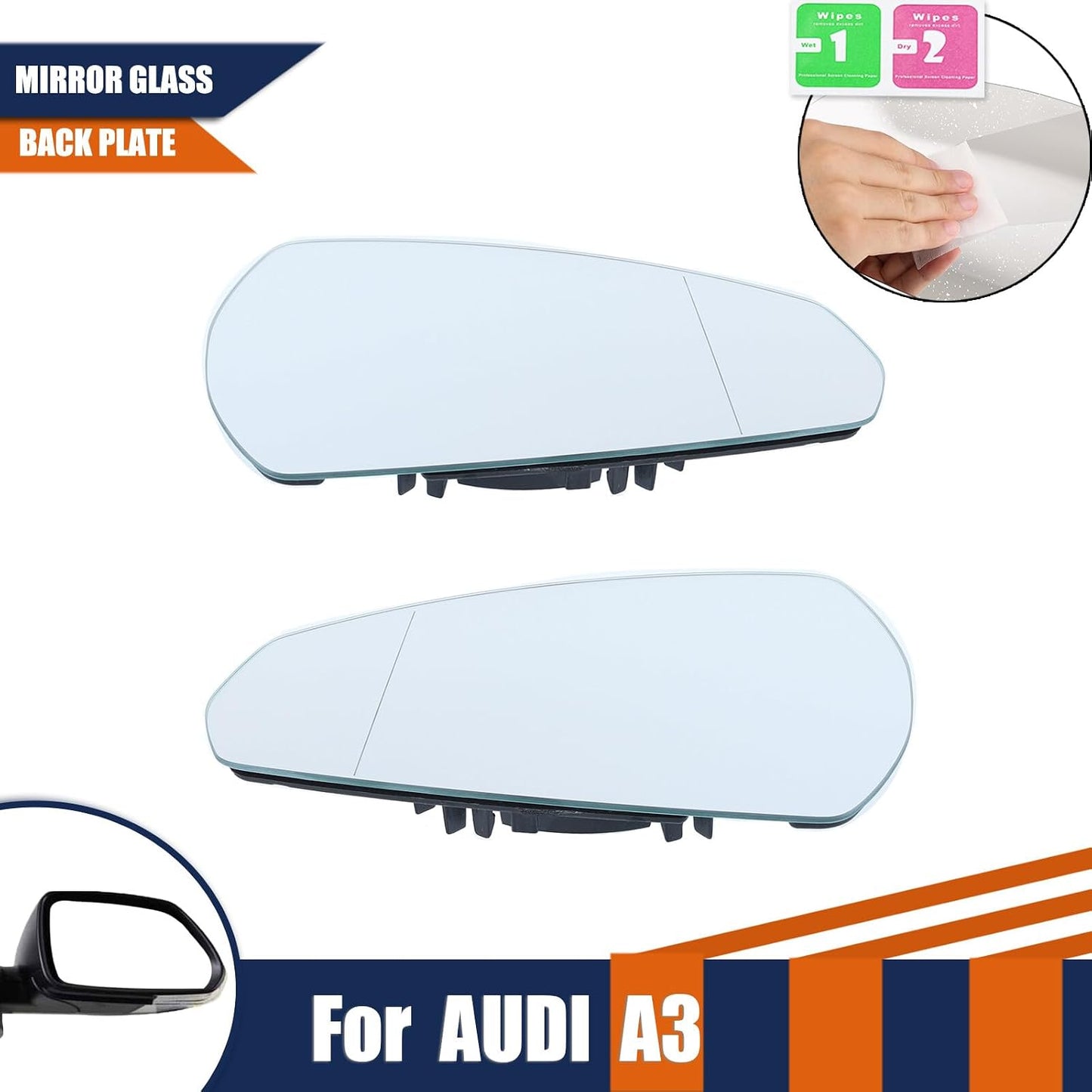 ya 2 8.15 for Audi A3 2013-2020 Heated Mirror Glass Left And Right Side With Mirror Holder