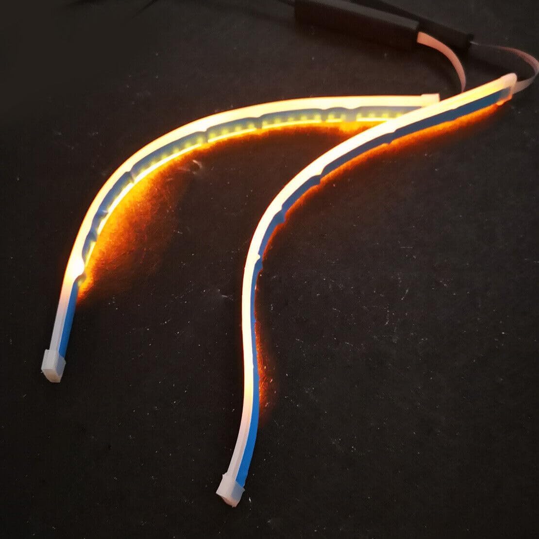 ya 4 8.14 2 Pack 30cm Ultra-Thin Sequential Flexible DRL Turn Signal LED Light Bar Light Headlight 12V 