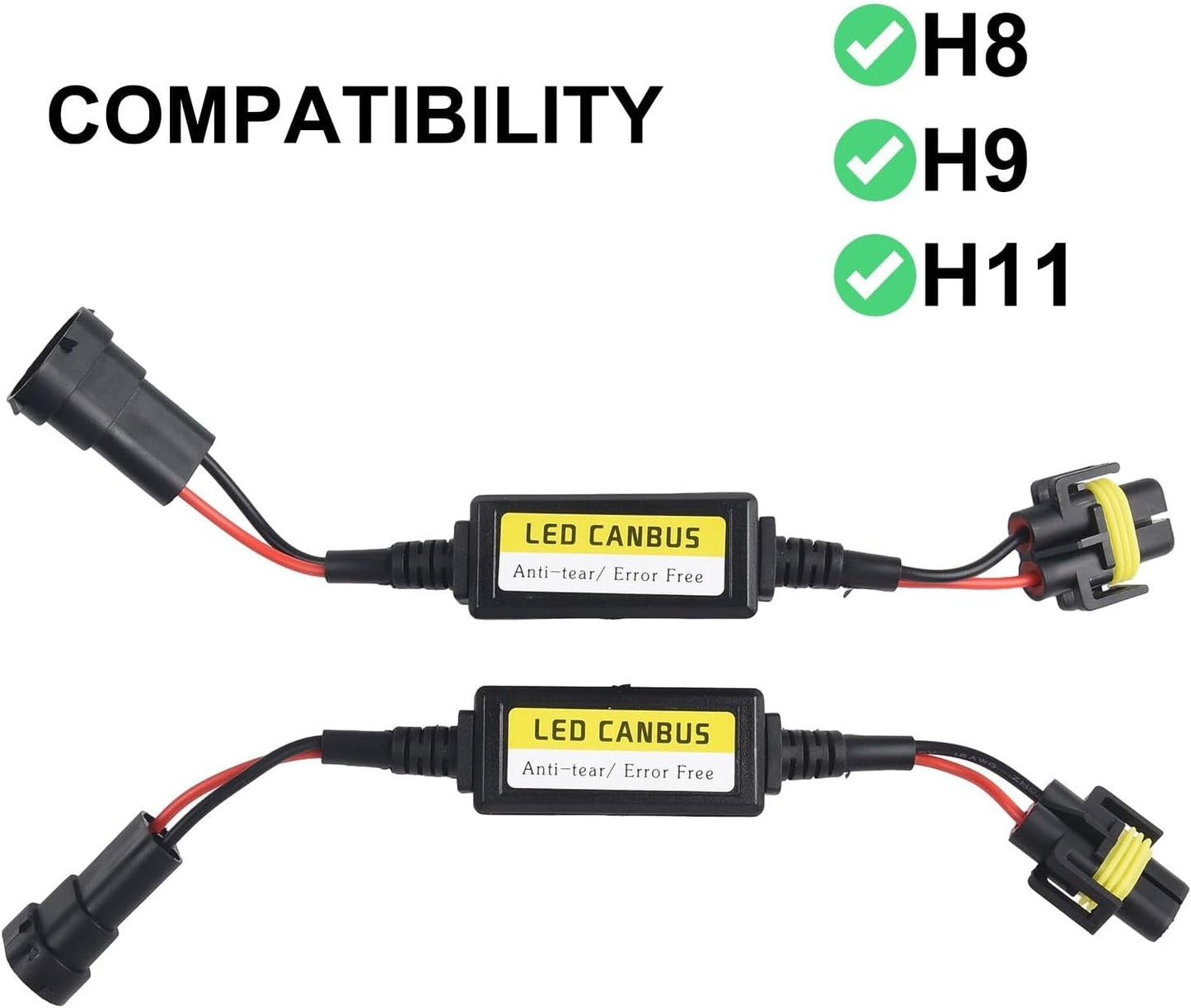 ya 4 8.24 baidi 2X LED H11 Headlight Canbus Error Anti-Flicker Resistor Canceller-Decoder