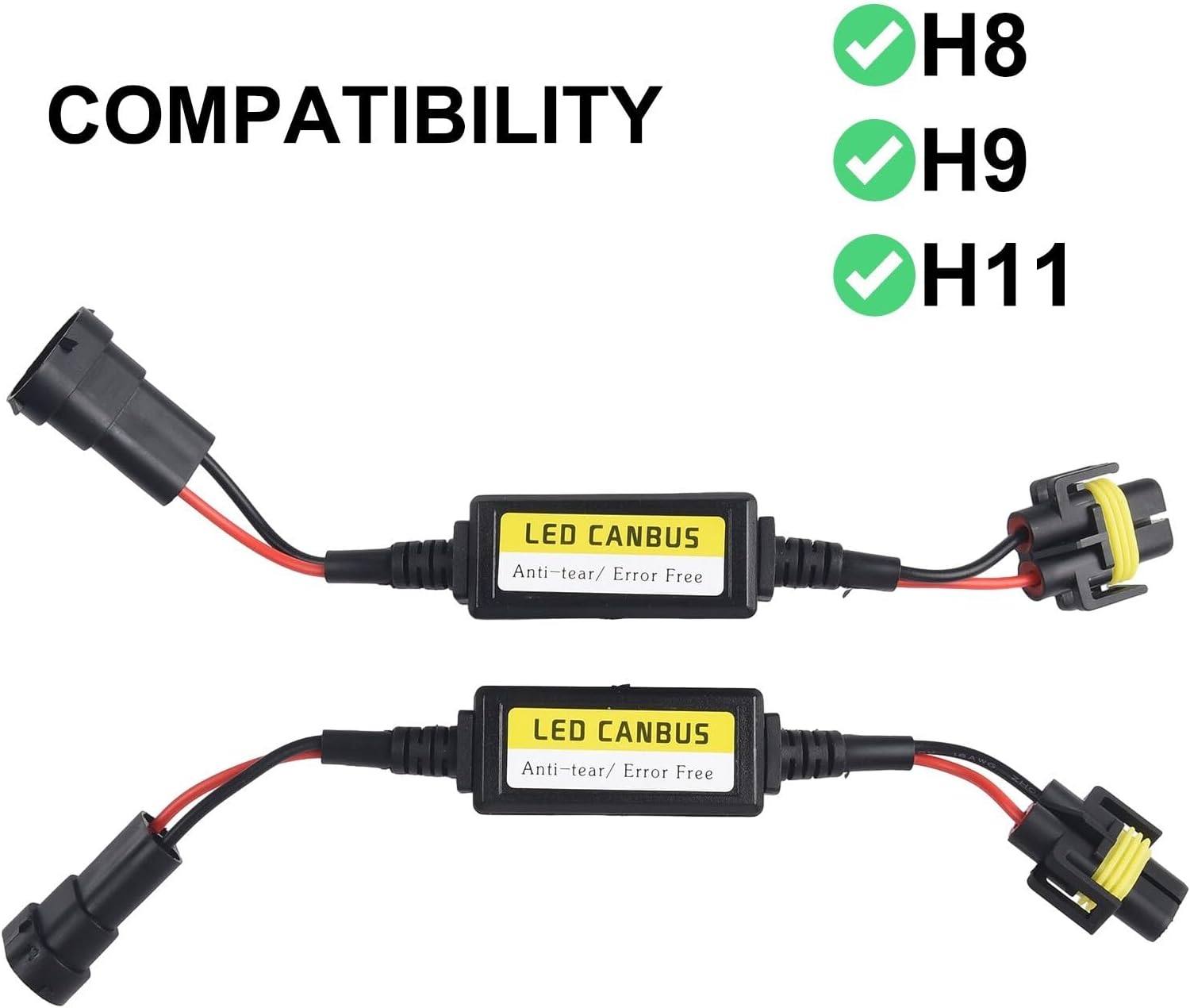 ya 4 8.24 baidi 2X LED H11 Headlight Canbus Error Anti-Flicker Resistor Canceller-Decoder