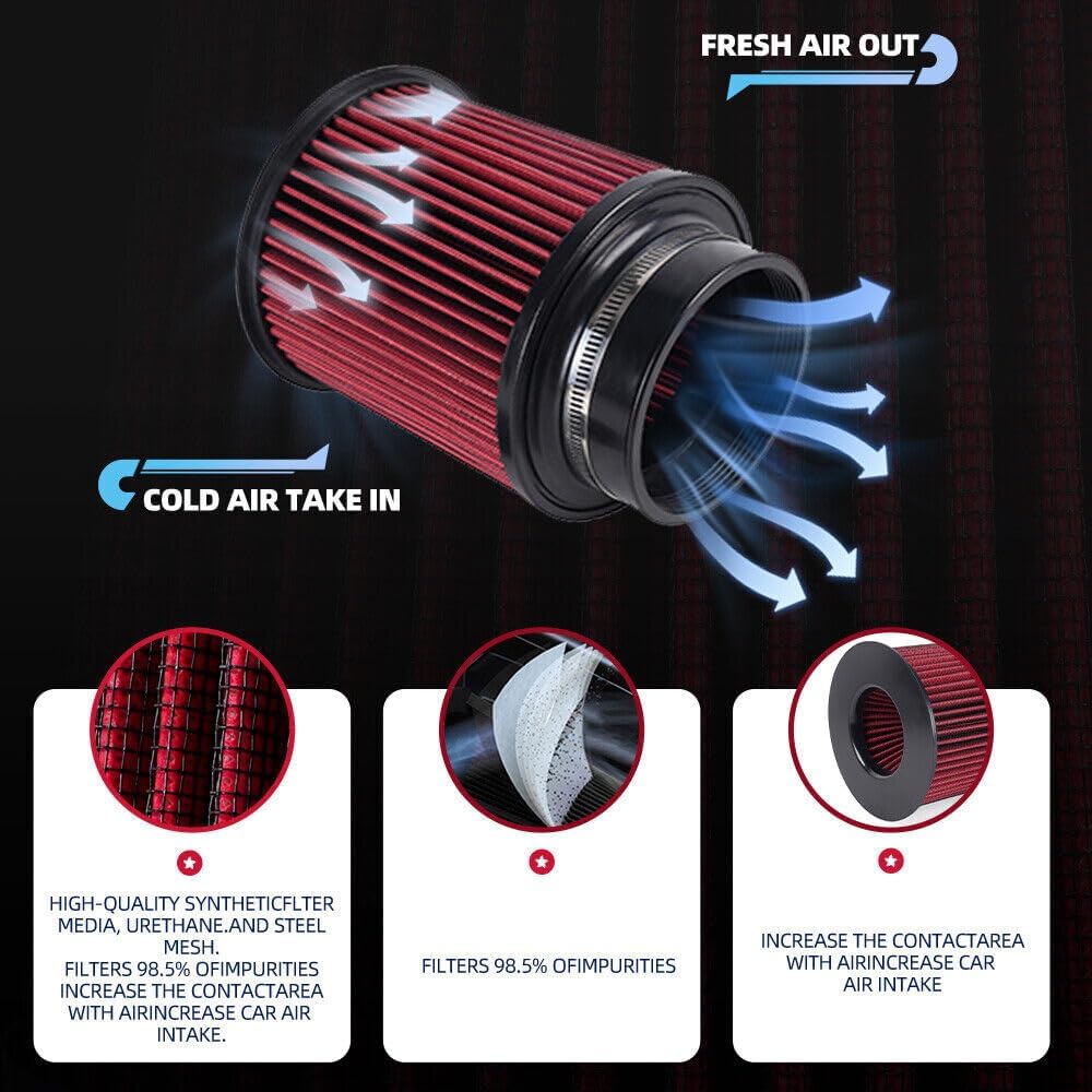 ya 13 9.15 baidi Red 4 102mm High Flow Inlet Round Dry Air Filter Cold Air Intake Replacement