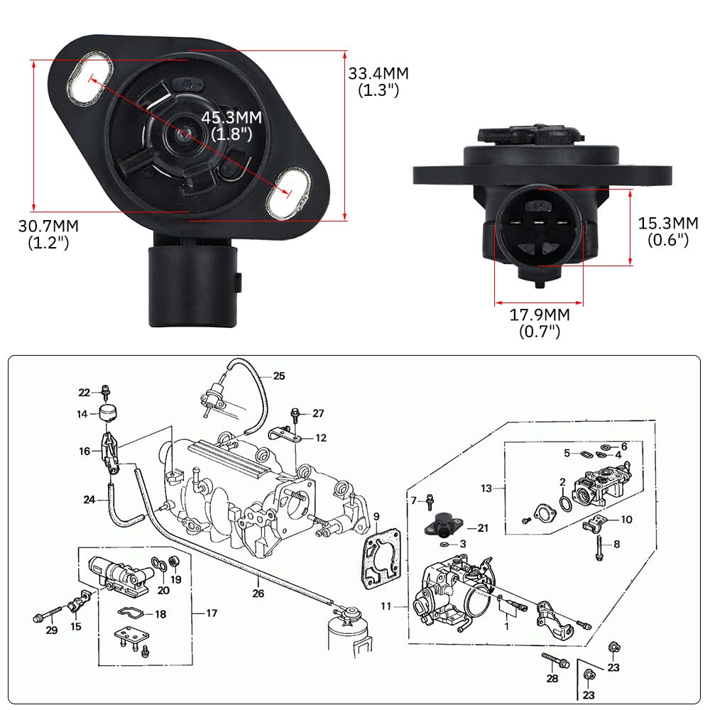 ya 12 10.8 baidi TPS Throttle Position Sensor for Honda for Civic for Acura 88-01 37825PAAA01 16400P06A11