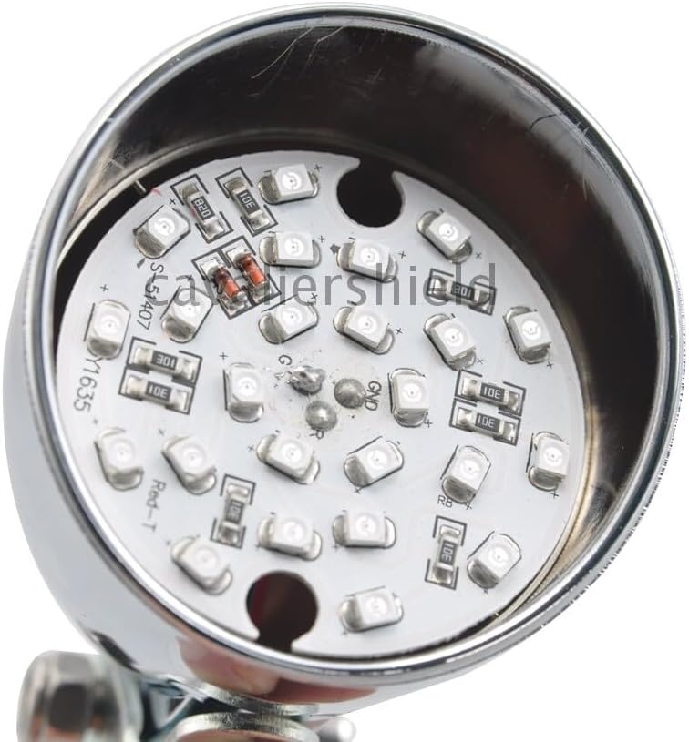 ya 23 10.7 baidi Universal Motorcycle Retro Chrome Rear Brake Stop Red Lens Round LED Tail Light
